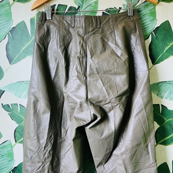Vintage Olive Green Leather Pants Small High Rise - Picture 9 of 10